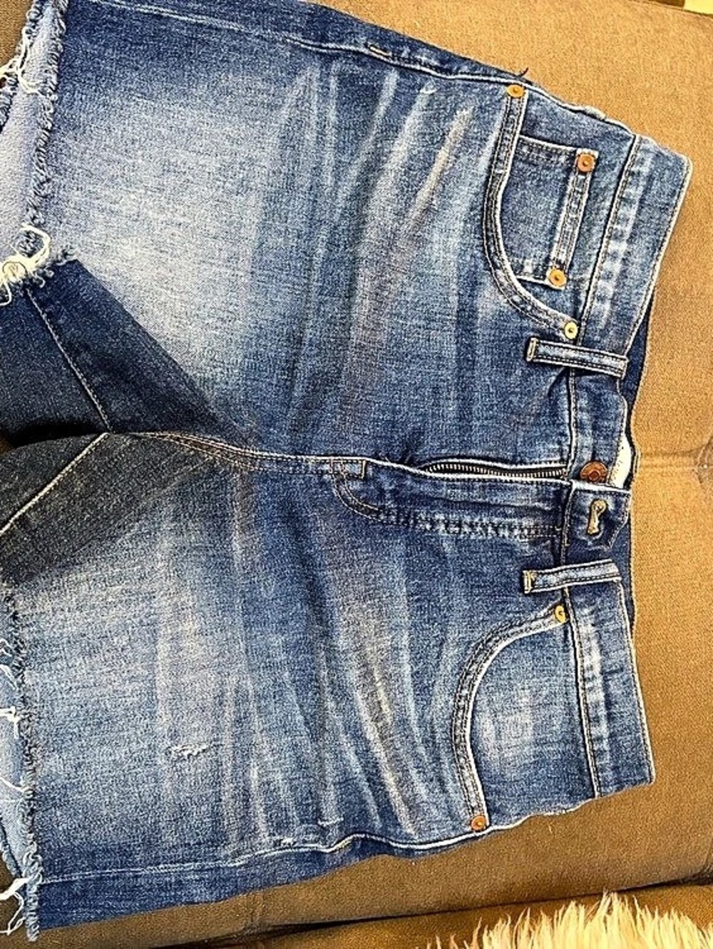 Madewell High-Rise Denim Shorts Distressed Blue Waist 29